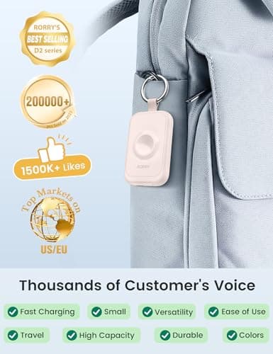 RORRY Portable Charger for Apple Watch, 2500mAh Fast Charging for iWatch Charger, Travel Essentials Gifts with Built-in USB C Cable for Apple Watch Series 11 10 9 8 7 Ultra 3 2 SE Accessories, Pink 6