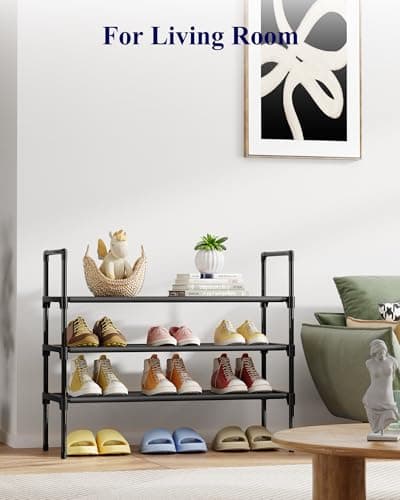 Kitsure Shoe Rack - 3-Tier Shoe Organizer, Shoe Rack for Closet, Entryway, Bedroom, Easy- Assembly Storage Shelf with Side Handles, 27.6" Wide - 3 Tiers, Black 5