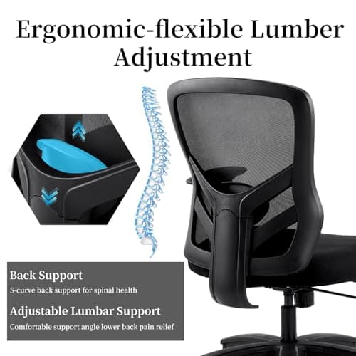 YFO Big and Tall Office Chair 500LBS - Computer Desk Chair with Adjustable Lumbar Support, Heavy Duty Ergonomic Mesh with 360 Rotation 4D Arm and Extra Wide Comfty Seat, Quiet Wheels for Adults 7