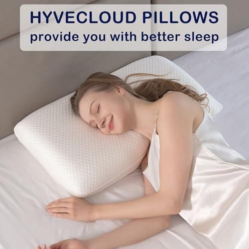 HYVECLOUD Memory Foam Bed Pillow，Adaptive Pillows for Neck Pain Relief，Medium Firm Pillow for Side,Back,and Stomach Sleepers Keep Pressure Relief to Deep Sleep, 28 * 17 * 5 Inches 5