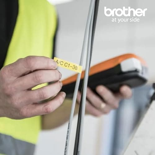 Brother PTE110 Entry Level Industrial Handheld Labeling Tool Kit - Up to 12mm Labels, Orange 7