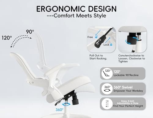 TRALT Office Chair - Ergonomic Office Chair with Back Support, Home Office Desk Chairs, Comfy Desk Chair, Computer Chair, 330lbs Wide Seat Big and Tall Office Chairs for Gamers(White) 5