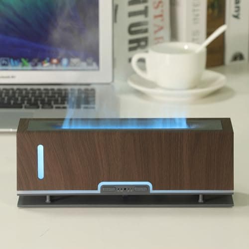 Diffuserlove Flame Diffuser Essential Oil Diffusers 200ml Aroma Diffusers for Bedroom Essential Oils Cool Flame Oil Diffuser Dark Brown (Size:9.8" L x 2.67" W x 3.5" H) 7