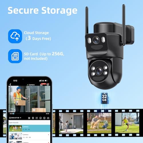 BEZOMIZ 4K Solar Security Cameras Wireless Outdoor, 5GHz/2.4GHz WiFi 360° PTZ Cameras for Home Security with Dual Lens, Human Auto-Tracking, Siren, Color Night Vision, 2-Way Talk, IP66 9