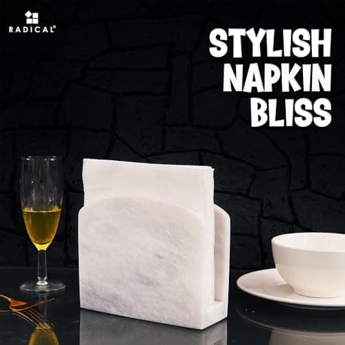 Radicaln Marble Napkin Holder 5.5" Inch White Handmade Dining Table Napkins Holder - Simple Modern Home & Kitchen Paper Towel Holder Countertop For Home Decor 6