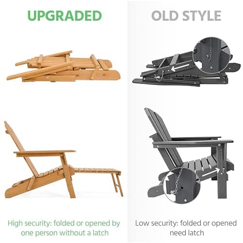 Yaheetech Folding Adirondack Chair with Retractable Ottoman Weight Capacity 300lb Solid Wood Garden Chair, Fire Pit Lounge Chairs Weather Resistant Furniture for Garden/Yard/Patio/Lawn, Brown 6