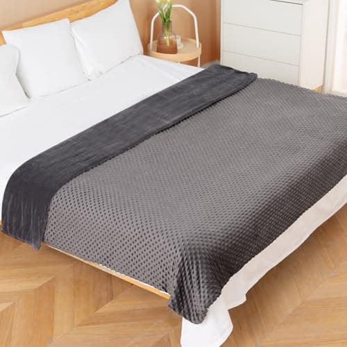 yescool Weighted Blanket with Cover Removable Soft Grey Heavy Blanket Microfiber Washable Heated Weighted Throw Blanket Winter Warm Weighted Comforter 7lbs, 40 * 60 7