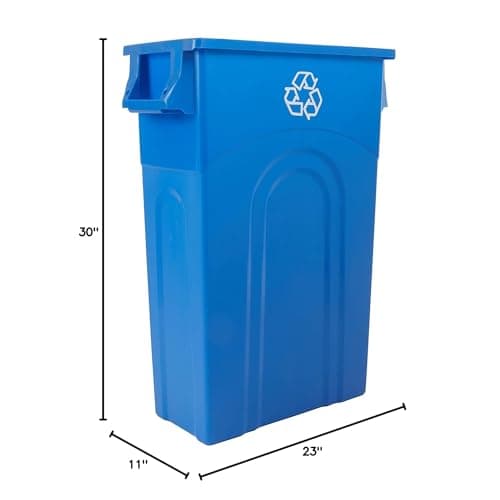 United Solutions Highboy Recycling Container, 23 Gallon, Space Saving Slim Profile and Easy Bag Removal for Indoor or Outdoor use, Recycle Blue 7