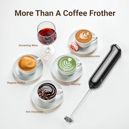 InstaWhisk Milk Frother with Variable Speed, Battery Operated Handheld Coffee Foam Frother Wand, Electric Drink Mixer with Stand & Detachable Double Whisk, Stainless Stirrer for Latte, Matcha, Protein 7