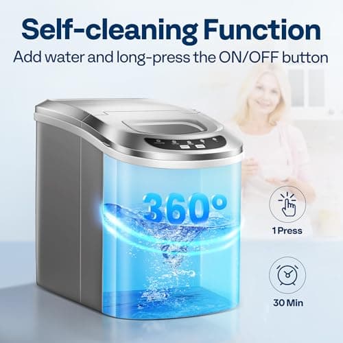 VIVOHOME Electric Portable Compact Countertop Automatic Ice Cube Maker Machine with Hand Scoop and Self Cleaning Function 26lbs/Day Silver 6