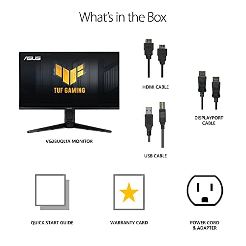 ASUS TUF Gaming 28” 4K 144HZ DSC HDMI 2.1, Monitor (VG28UQL1A) - UHD (3840 x 2160), Fast IPS, 1ms, Extreme Low Motion Blur Sync, G-SYNC Compatible, FreeSync Premium, Eye Care, DCI-P3 90%,Black 7
