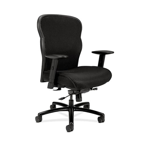 HON Wave Big and Tall Office Chair with Adjustable Arms, 450 lbs Capacity, Ergonomic, Breathable Mesh Desk Chair with Wheels, 360° Swivel, Heavy Duty Tilt Recline, Black