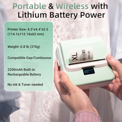 ORGSTA Label Maker Machine with Tape, T003 Thermal Label Maker, 2 Inch Bluetooth Label Printer Compatible with Phone & PC, Sticker Printer Barcode Thermal Maker for Small Business, Home, School 9