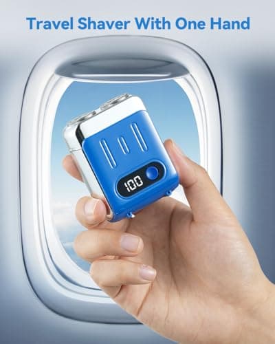 Mini Electric Shaver for Men - USB C Fast Charge Portable Small Shavers with LED Display - IPX7 Waterproof Wet and Dry Travel Electric Razor Dual Head Pocket Shaver for Beard Face 7