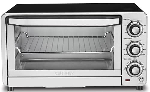 Cuisinart Custom Classic Toaster Oven Broiler, 1800 Watt Countertop Toaster Oven to Bake, Broil, and Toast, Non-Stick Interior, Consistent Toast Control, Brushed Stainless Steel/Black, TOB-40N