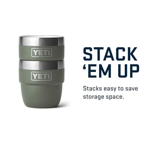 YETI Rambler 4 oz Stackable Cup, Stainless Steel, Vacuum Insulated Espresso/Coffee Cup, 2 Pack, Camp Green 5