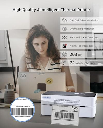 BORN4SHIP Thermal Printer - Thermal Printer Easy to Connect, Compatible with Windows/Mac/Linux, Supports USB Serial Ethernet Interface, 260mm/s Low Noise Printing 6