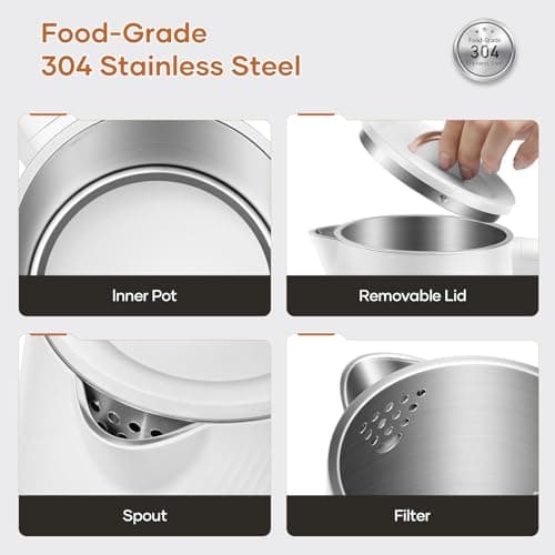 OLEGA Electric Kettle - 1500W Electric Tea Kettle 1.8L Stainless Steel Inner Electric Kettles for Boiling Water Auto Shut Off Boil-Dry Protection Electric Water Kettle for Coffee Tea 7