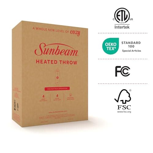 Sunbeam Royal Ultra Rodeen Blue Plaid Heated Personal Throw / Blanket, Cozy-Warm, Adjustable Heat Settings 9