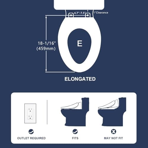 ZMJH Elongated Bidet Toilet Seat, Electric Smart Heated Seat with Slow Closes, Warm Water, Vortex Wash, Warm Dryer, Rear and Front Wash, Remote Control, White, 210S 6