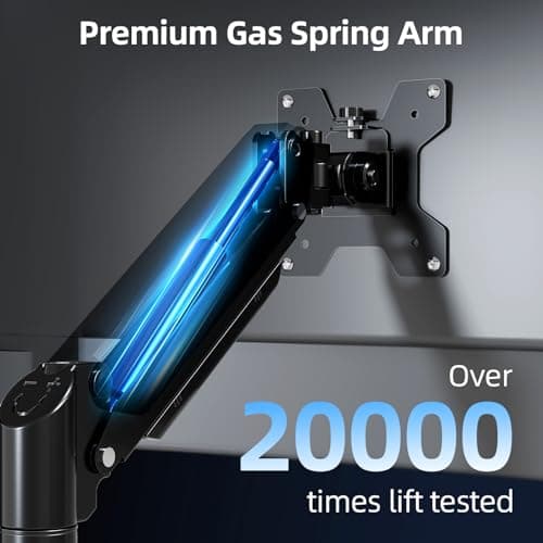 Monitor Arm for 13-32 inch Screens, Monitor Desk Mount, Adjustable Height, VESA Mount with Clamp & Grommet Bases, Freelift Black 5