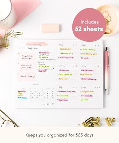 Lamare Weekly Planner Notepad – Premium Undated Weekly To Do List Notepad for School, Home & Office Day Planner, Desk To Do List Pad and Productivity Planning Pad 6