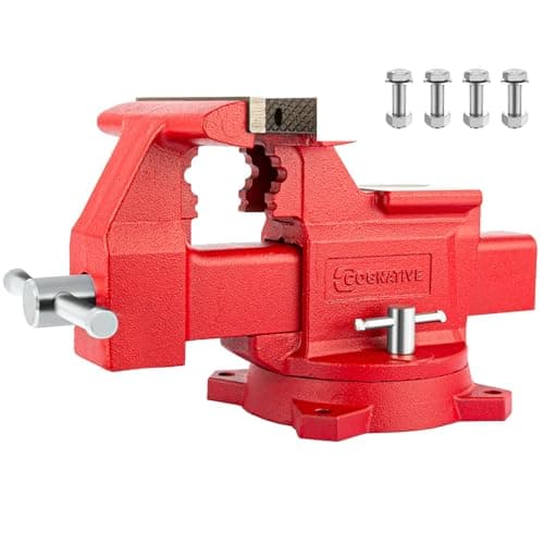 COGNATIVE 6.5" Heavy-Duty Bench Vise Ductile Iron Bench Vise 360° Swivel Bench Vice with Anvil, Red