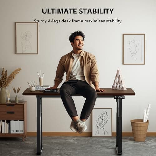 4-Leg Standing Desk Frame Dual Motor, Electric Adjustable Legs Compatible Desktop Size 39″-79″, 264 lbs Weight Capacity, Anti-collision Detection Stand Up Desk Frame Workstation, Black Frame Only 6