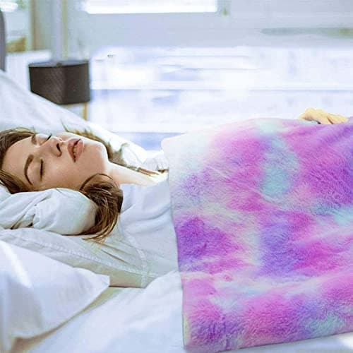 GOQO TOMO Electric Heated Blanket 50" x 60" Throw Wrap with 12 Heating Levels for Home Office Use Pink Tie dye 4