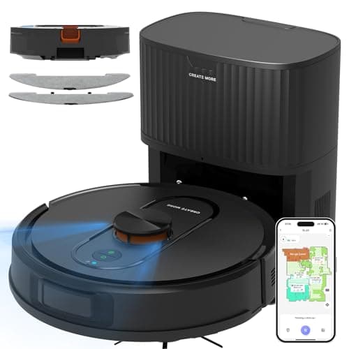 Bagotte Robot Vacuum and Mop Combo, 3-in-1 Robotic Vacuum Cleaner, 5000Pa Strong Suction with Auto Recharging,Tangle Free, Timing Function, App/WiFi/Voice/Remote for Hard Floor and Pet Hair