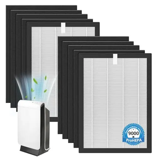 ProHEPA 9000 Replacement Filter Compatible with VEVA 9000 Air Puri-fiers, 2 Pack HEPA Replacement Filters & 8 Activated Carbon Pre-Filters