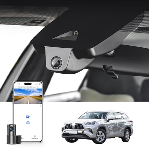 Front 4K & Rear 1080p Dash Cam Custom fit for Toyota Highlander& Hybrid Gen4 UX70 2020 2021 2022 2023 2024 2025 2026 (Model A), XLE XSE Limited Platinum, Integrated OEM Look, App & WiFi, 128GB Card