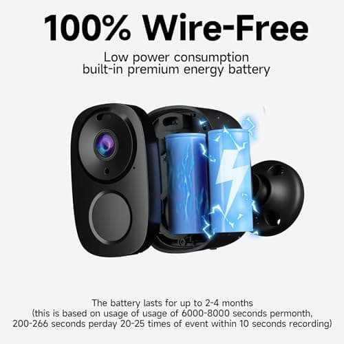 Rraycom 4Pack Security Cameras Wireless Outdoor,2K Battery Powered AI Motion Detection Siren Alarm Surveillance Indoor Home Camera, Color Night Vision, 2-Way Talk, Waterproof, Cloud/SD, Works w/Alexa 8