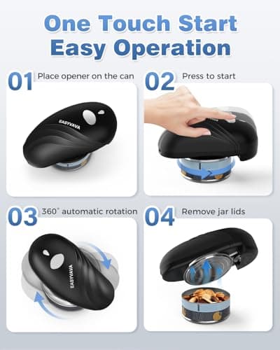 EASYVAVA Electric Can Opener - Rechargeable Can Openers Smooth Edge (Black) 6