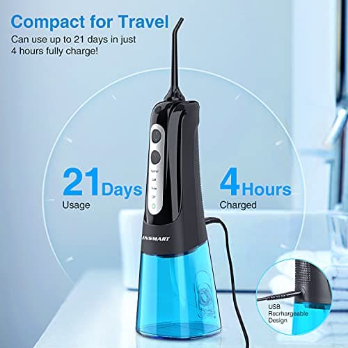 INSMART Water Flosser for Teeth: Cordless Dental Electric Flosser for Oral Care,Rechargeable Floss DIY Mode IPX7 Waterproof,Portable Travel Flossers Set for Teeth Cleaning with 4 Modes 6