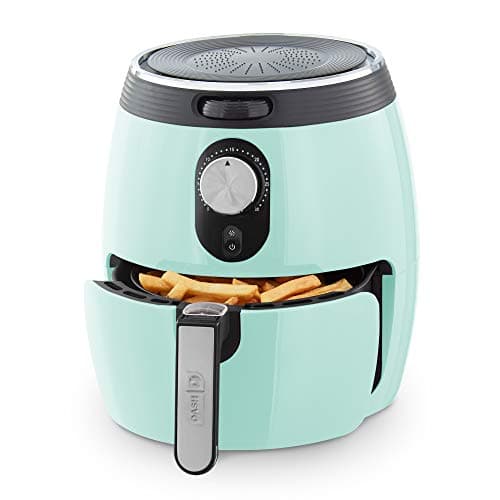 Dash Deluxe Air Fryer -Has AirCrisp® Technology - Adjustable Temperature Control & Auto Shut-Off Feature - Compact Nonstick Basket - 3 Quarts - Aqua