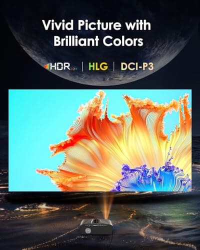 Daylight Projector 4K Ultra HD 2300 High ANSI Smart Home Theater with WiFi 6, Bluetooth, NFC, Streaming Apps, Bright Daytime Proyector, HDR10+, Auto Focus, HDMI 2.1 ARC USB for Movie Video Gaming CIVE 5