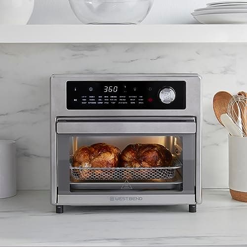 West Bend XL Air Fryer Oven 26-Quart with Digital Controls Easy-View Door and 24 Cooking Presets, Includes Nine Accessories, 1700-Watts, Metallic 7