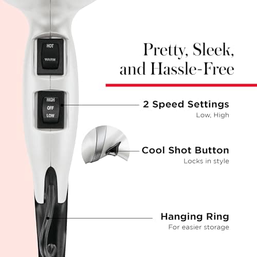 REVLON Infrared Hair Dryer with Diffuser & Concentrator - Ionic Ceramic Blow Dryer for Frizz Control, Shine, Soft Hair & Moisture Protection - 1875W Professional Salon-Quality (White) 5