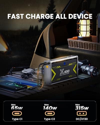 Edge X100 Professional 520W Power Bank PD3.1 Fast Charging,30000mah 97Wh Portable Power Station with Detail Screen,3Port Portable Charger,DC/XT30 Port for DJI,Type C for iPhone,Samsung,MacBook 5