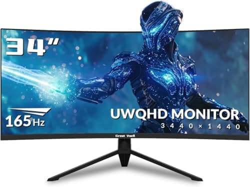 34 Inch Curved Gaming Monitor, 165Hz WQHD 4K( 3440*1440) Computer Monitor,1500R Curved, FreeSync, Support DP/HDMI/USB Ports, 130% sRGB, 4000:1 Contrast Ratio for Home Office & Gaming-Wall Mountable