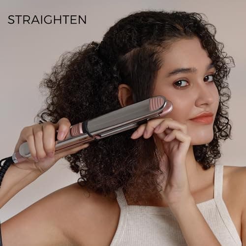 Rozamor 2-in-1 Titanium Ionic Flat Iron,Professional Hair Straightener & Curler, Fast Heating, Dual Voltage, Pink, for All Hair Types 6