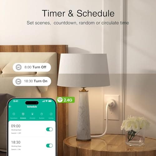 GHome Smart Plug, WiFi Smart Plugs Work with Alexa and Google Home, Smart Outlet Timer with APP Remote Control, 2.4GHz Wi-Fi Only, No Hub Required, ETL FCC Listed, White 5