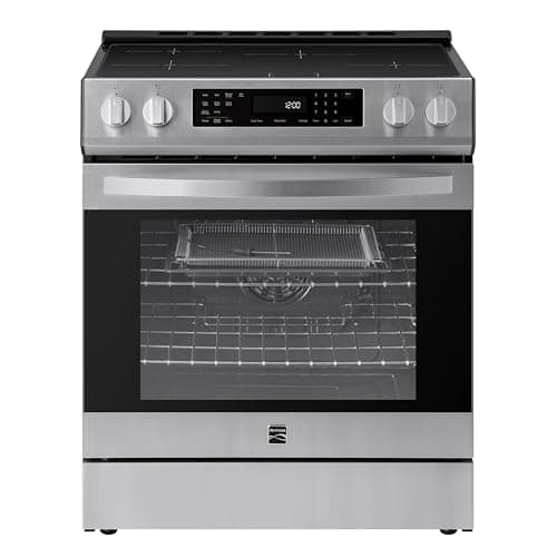 Kenmore 2296853 5.6 cu. ft. Front Control Electric Induction Range Oven - 4 Dual Ring Elements, True Convection, Air Fry, Self Clean, Turbo Boil, Chrome Racks, Storage Drawer - Stainless Steel