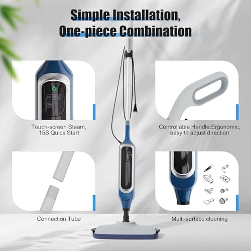Sapodilla 12 in 1 Steam Mop, Detachable Handheld Steam Cleaner for Home, 23FT Cord, for Hardwood Floor Cleaning, Tile, Carpet, Furniture, Clothes, Windows, Blue 7