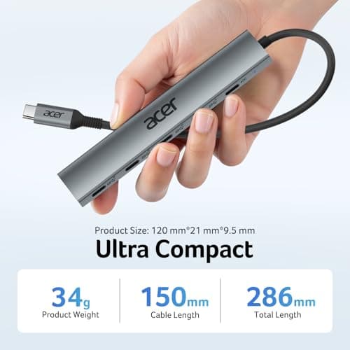 Acer 10 Gbps USB C Hub, USBC Splitter with 4*USB C 3.2 and 100W PD Port, Fast Transfer Type-C Multiport Adapter Compatible with MacBook Pro/M2/M1, iPad, Surface Pro, XPS【No Video Output】 6