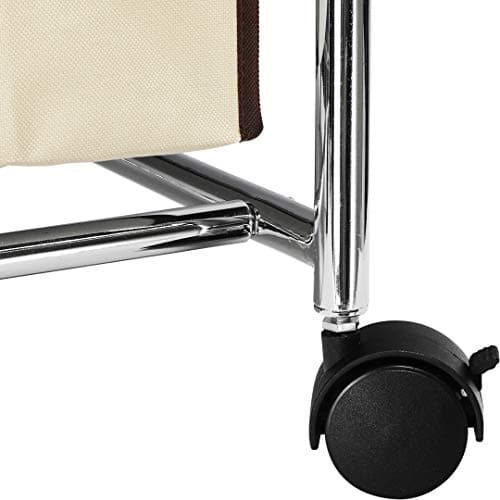 Simple Houseware 2-Bag Heavy Duty Rolling Laundry Sorter Cart, Chrome – 2 Section Removable Bags and Lockable Wheels for Laundry Room Organization 4