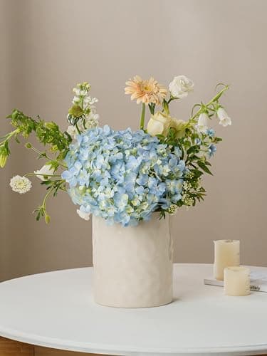 famiware Ocean Utensil Holder, 7.2"+5.8" Ceramic Kitchen Utensil Holder for Countertop, Cooking Utensil Crocks, Utensil Organizer for Spatula & Spoon, Kitchen Decor, Set of 2, Vanilla White 6