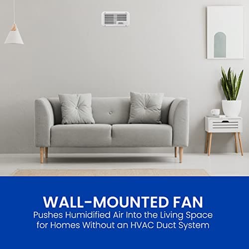 AprilAire 865 Whole-House Steam Humidifier, Manual Steam Humidifier with Wall Mount Fan, Whole-House Humidifier for Homes without HVAC Duct System up to 10,300 Sq. Ft., White 3