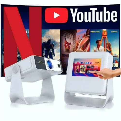 【TouchScreen/Built-in APPs/Auto Focus Keystone】Smart Portable Projector with Touch Tablet, 4K Support Outdoor Proyector, WiFi6 Bluetooth for Home Theater/Gaming/Outdoor (180° Stand & 250")